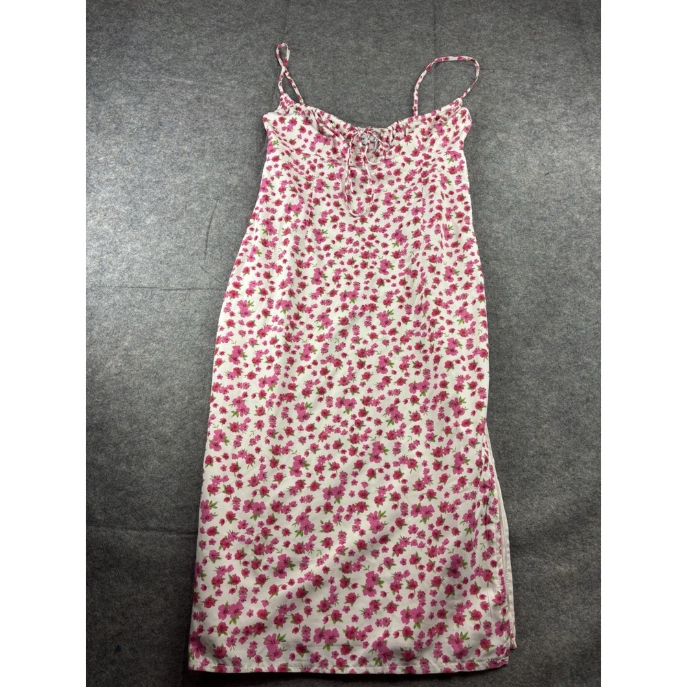 Princess Polly Women 6 Noda Midi Dress Pink Floral High Side Slit Sexy Valetines